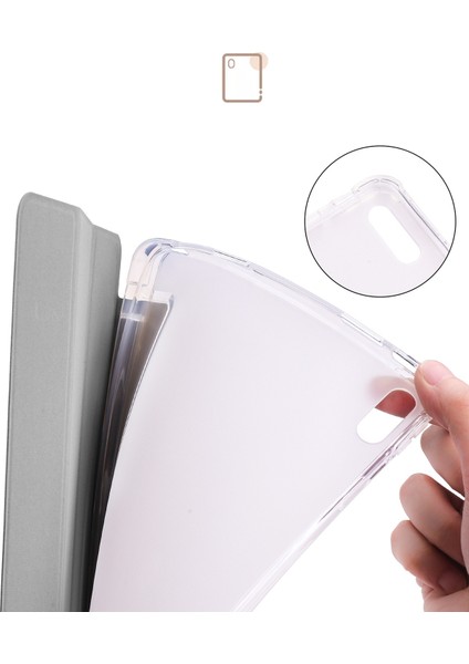 Huawei Matepad 11 (2021) Için Pu Deri Üç Katlı Stand Folyo Darbeye Dayanıklı Kılıf Otomatik Uyku/uyandırma Akıllı Tablet Kapağı ile Kalem Tutucu-Gri (Yurt Dışından)