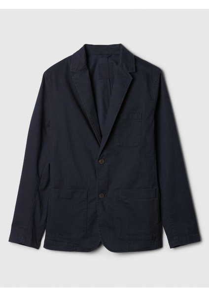 Erkek Lacivert Twill Blazer Ceket