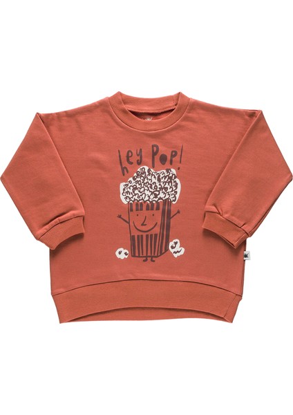 "grow" Organik Pamuk Sweatshirt - Terracotta