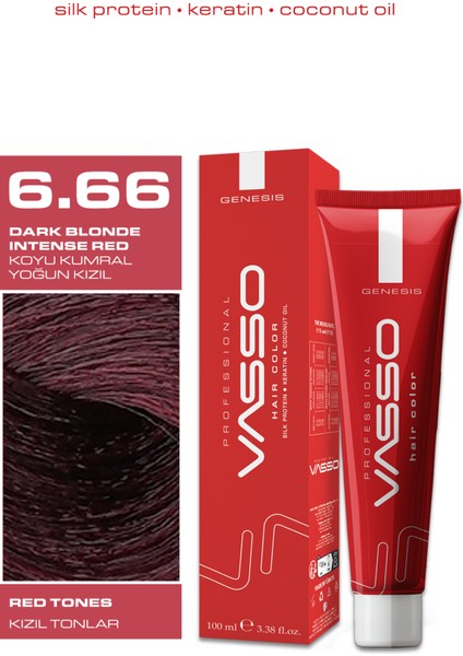 Kadın Saç Boyası 6.66 Koyu Kumral Yoğun Kızıl 100 ml