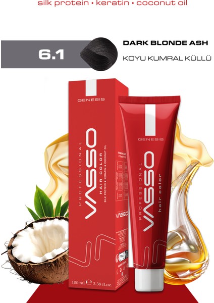 Kadın Saç Boyası 6.1 Koyu Kumral Küllü 100 ml