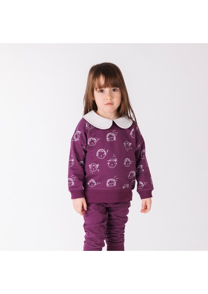 "bebe" Yakalı Organik Pamuk Sweatshirt - Mürdüm