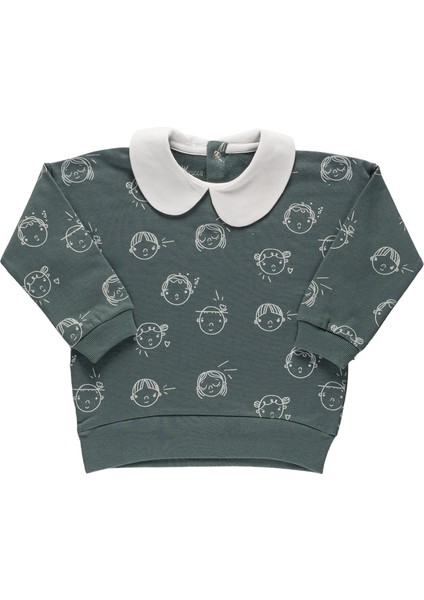 "bebe" Yakalı Organik Pamuk Sweatshirt - Derin Yeşil fiyatları