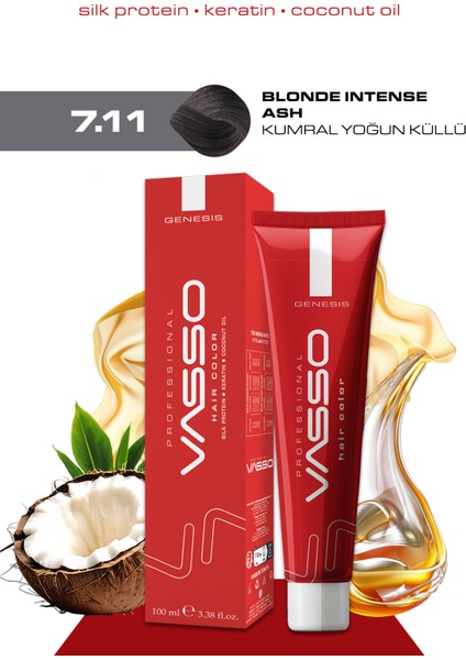 Kadın Saç Boyası 7.11 Kumral Yoğun Küllü 100 ml