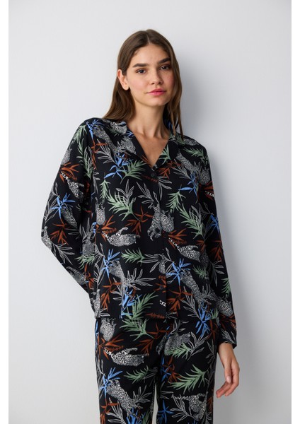 Quinn Siyah Gömlek Pantolon Pijama Takımı modelleri