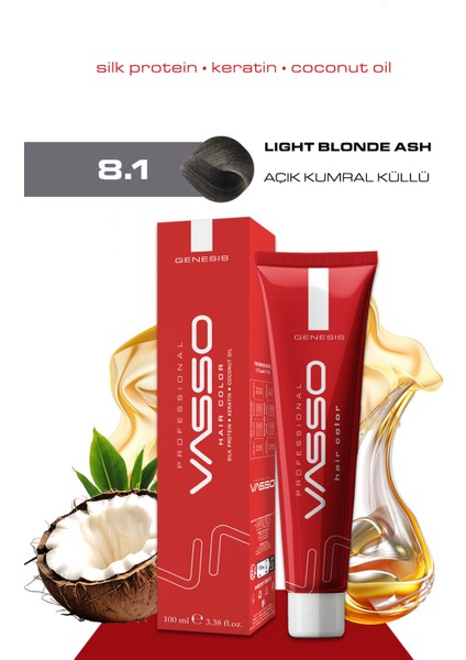 Kadın Saç Boyası 8.1 Açık Kumral Küllü 100 ml