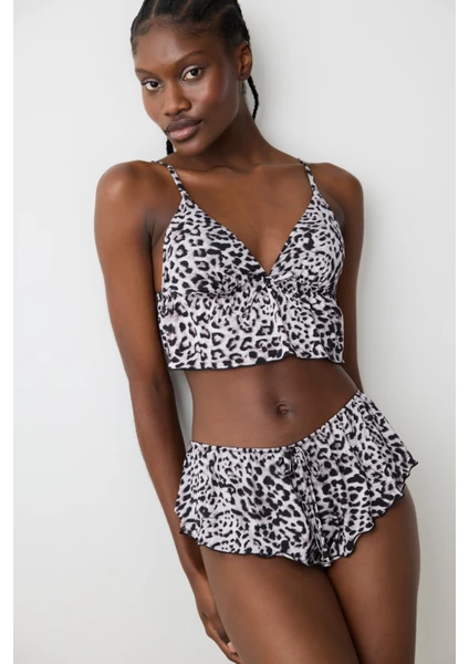 Leopard Siyah Bralet