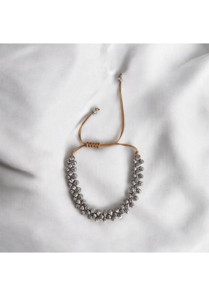 Silver 3 Sıralı Marka Model Boncuk Bileklik LLABK50139