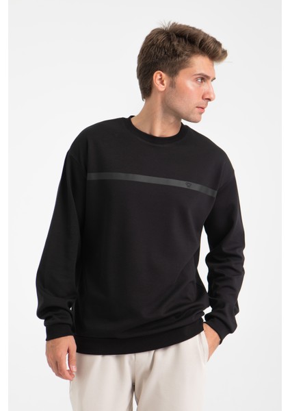 Erkek Baskılı Interlok Kumaş Sweatshirt