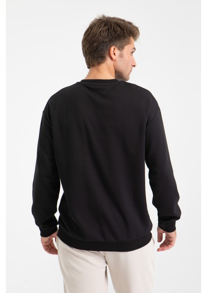 Erkek Baskılı Interlok Kumaş Sweatshirt