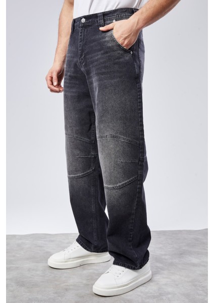 Erkek Yüksek Bel Baggy Skater Jean Pantolon %100 Pamuk Rahat Kalıp Model fırsatları