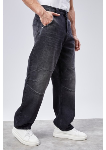 Erkek Yüksek Bel Baggy Skater Jean Pantolon %100 Pamuk Rahat Kalıp Model indirimleri