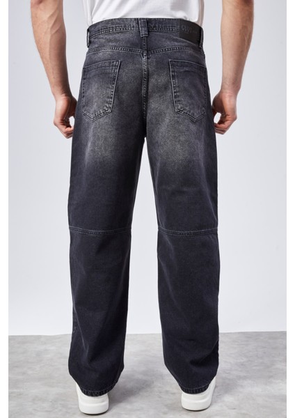 Erkek Yüksek Bel Baggy Skater Jean Pantolon %100 Pamuk Rahat Kalıp Model