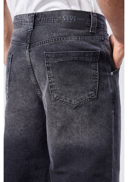 Erkek Yüksek Bel Baggy Skater Jean Pantolon %100 Pamuk Rahat Kalıp Model