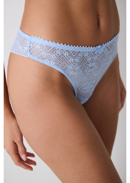 Lotus Lace Dantel Mavi Brazilian Külot