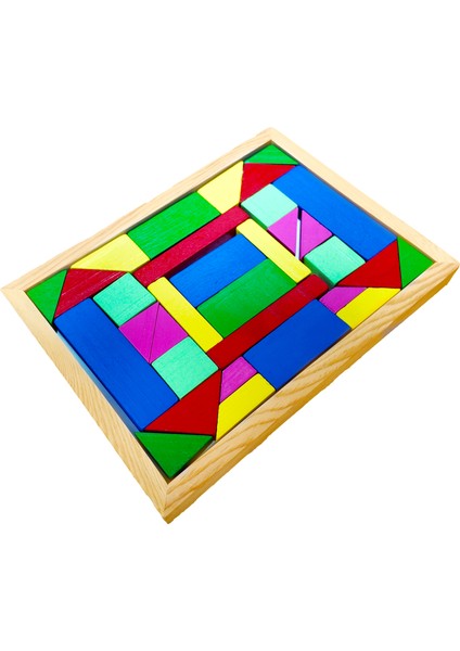 Eğitici Ahşap Oyuncak | Renkli Geometrik Şekiller Blok Seti