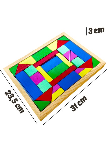 Eğitici Ahşap Oyuncak | Renkli Geometrik Şekiller Blok Seti