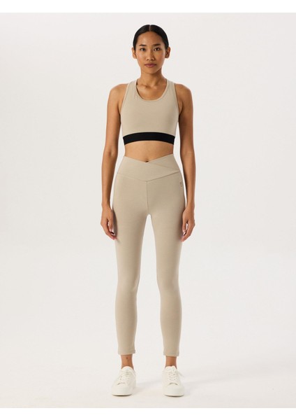 Bel Detaylı Spor Tayt - Bej fiyatları