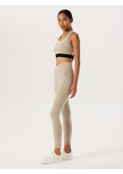 Bel Detaylı Spor Tayt - Bej modelleri