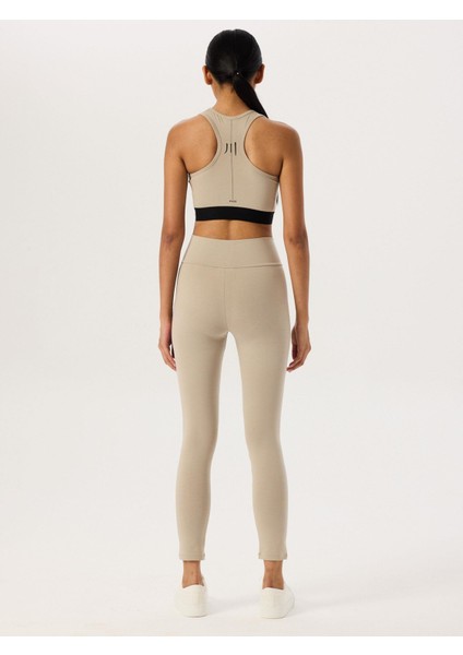 Bel Detaylı Spor Tayt - Bej fırsatları