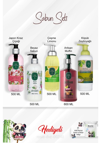 Sabun Paket Artisan Muffin, Çeşme Limonu, Beyaz Sabun, Japon Kiraz Çiçeği, Zeytinyağlı ve Rosie