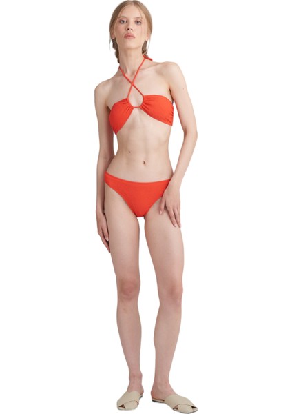 Bağlamalı Straplez Bikini Nar Çiçeği