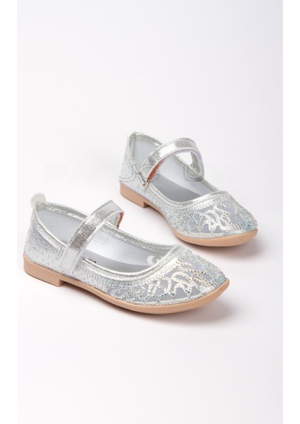 Kız Çocuk Siyah Lazer Taşlı Babet