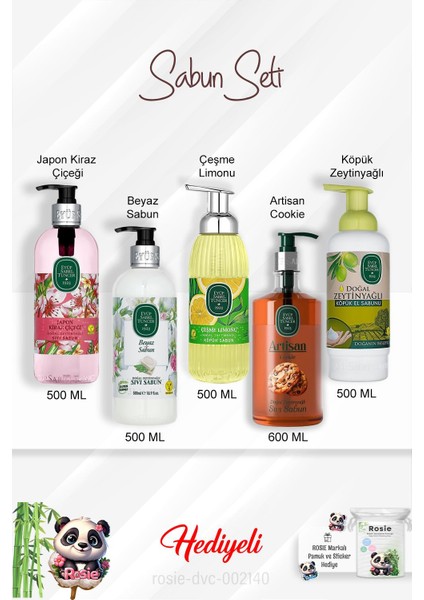 Sabun Paket Artisan Cookie, Çeşme Limonu, Japon Kiraz Çiçeği, Beyaz Sabun, Zeytinyağlı ve Rosie