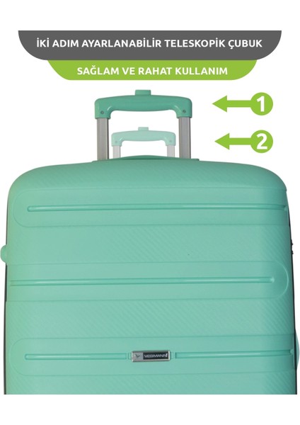 Polipropilen (Pp) Atlas Su Yeşili 3lü Valiz Seti