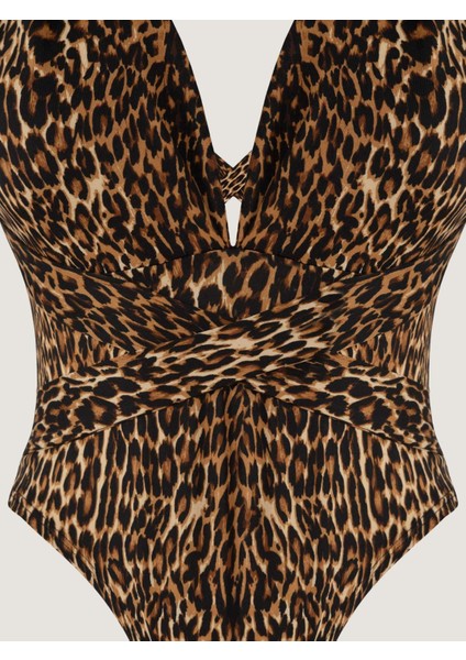 Derin Dekolteli Ikonik Body - Leopar