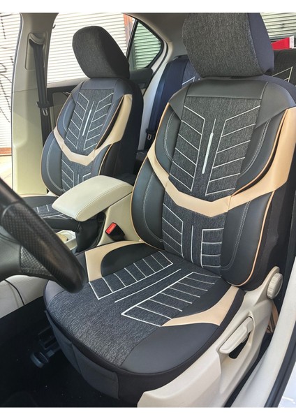 Nissan Primera Oto Koltuk Kılıf Üniversal Keten ve Suni Deri Cepli Oto Koltuk Kılıf