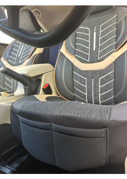 Nissan Primera Oto Koltuk Kılıf Üniversal Keten ve Suni Deri Cepli Oto Koltuk Kılıf