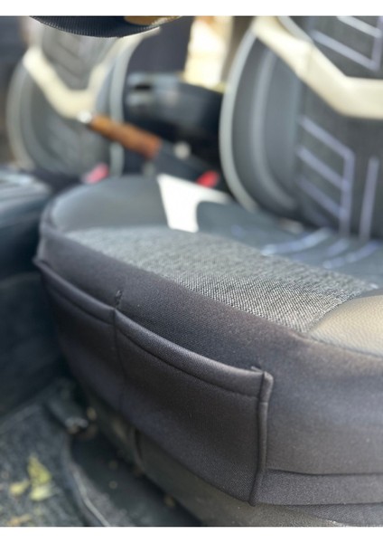 Hyundai Elantra Oto Koltuk Kılıf Üniversal Keten ve Suni Deri Cepli Oto Koltuk Kılıf