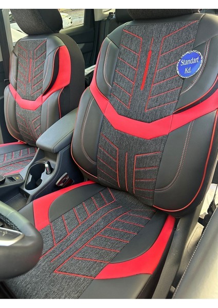 Fiat Doblo Araca Uygun Oto Koltuk Kılıfı Üniversal Keten ve Suni Deri Cepli Oto Koltuk Kılıf