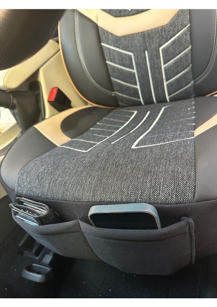 Ford Mondeo Oto Koltuk Kılıf Üniversal Keten ve Suni Deri Cepli Oto Koltuk Kılıf