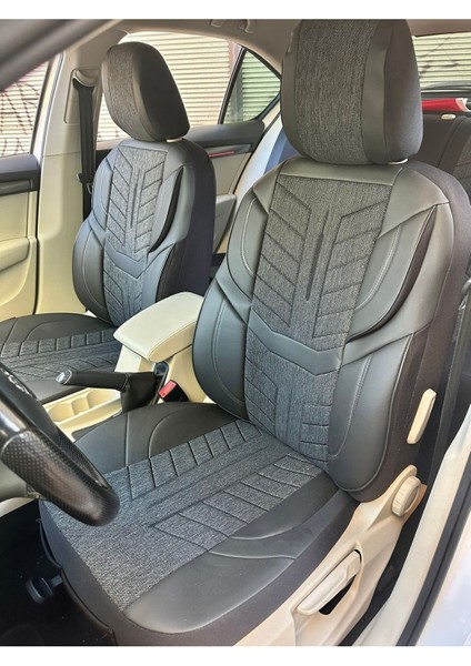 Nissan Almera Oto Koltuk Kılıf Üniversal Keten ve Suni Deri Cepli Oto Koltuk Kılıf