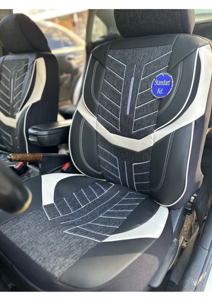 Opel Combo Araca Uygun Oto Koltuk Kılıfı Üniversal Keten ve Suni Deri Cepli Oto Koltuk Kılıf
