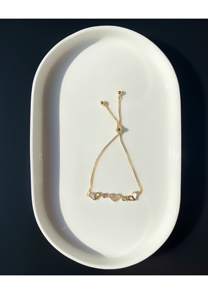 Kalp Detay Luxury Ayarlanabilir Gold Çelik Bileklik fiyatları