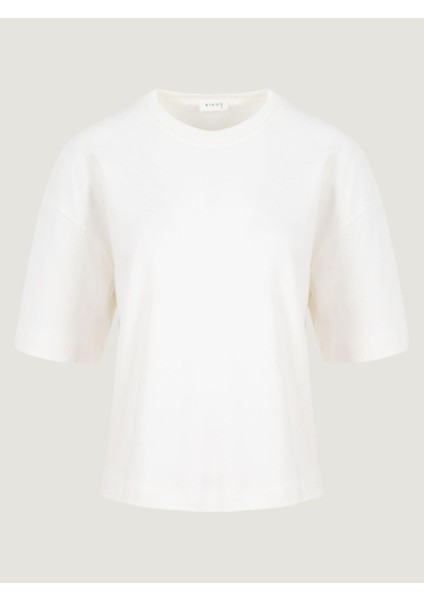 Ribana Yaka Detaylı Kısa Kol Vatkalıt-Shirt - Beyaz fırsatları