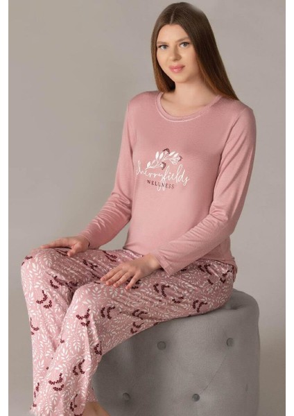 Kadın Uzun Kol Pijama Takımı Viskon Mevsimlik Dowry 09-131