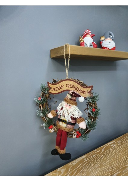 Yılbaşı Özel Noel Baba Figürlü Kapı Süsü 35 cm