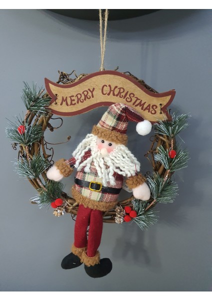 Yılbaşı Özel Noel Baba Figürlü Kapı Süsü 35 cm