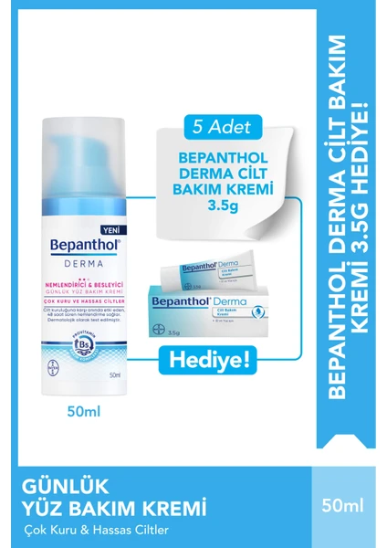 Derma Yüz Bakım Kremi 50 ml + 5 Adet Cilt Bakım Kremi 3.5 G