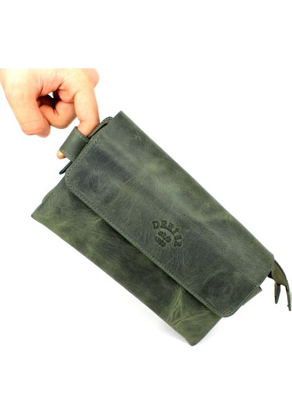 Unisex Lüks Kapaklı Hakiki Deri Portföy Clutch Çanta El Çantası