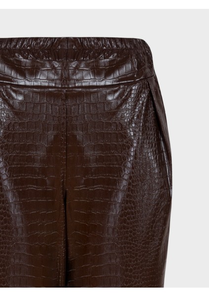 Kroko Deri Cigarette Paça Pantolon-Kahve modelleri