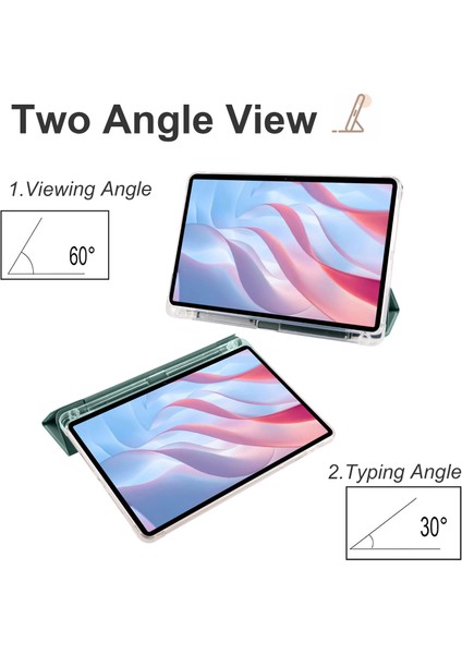 Onur Pad X8 Pro/pad X9 Üç Katlı Stand Tablet Kılıfı Kalem Yuvası Pu Deri Şeffaf Tpu Arka Kapak-Gece Yarısı Yeşil (Yurt Dışından)