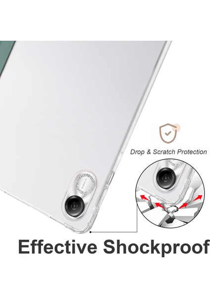 Onur Pad X8 Pro/pad X9 Üç Katlı Stand Tablet Kılıfı Kalem Yuvası Pu Deri Şeffaf Tpu Arka Kapak-Gece Yarısı Yeşil (Yurt Dışından)