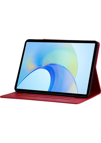 Honor Pad X8 Pro/pad X9 Kılıf Kart Yuvası Standlı Pu Deri Tablet Kılıfı-Kırmızı (Yurt Dışından)