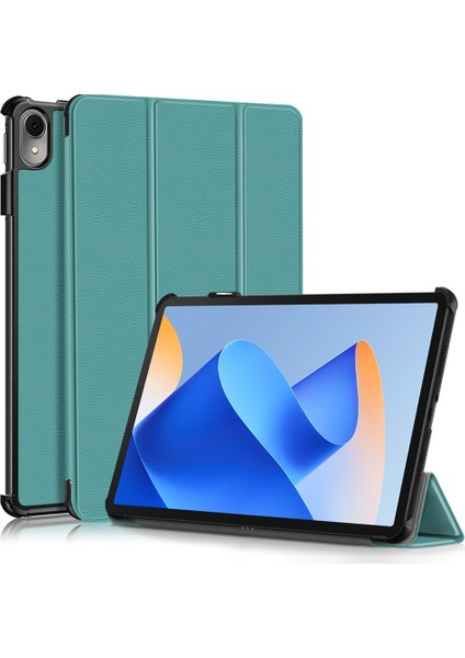 Huawei Matepad 11 (2023) Için Üç Katlı Stand Tablet Kılıf Pu Deri Tablet Kapağı Otomatik Uyandırma/uyku-Siyahımsı Yeşil (Yurt Dışından)