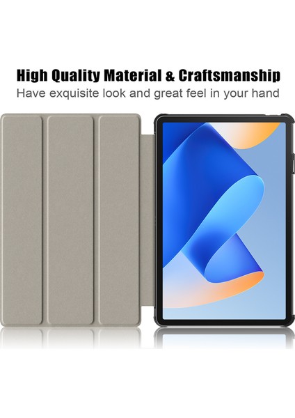 Huawei Matepad 11 (2023) Için Üç Katlı Stand Tablet Kılıf Pu Deri Tablet Kapağı Otomatik Uyandırma/uyku-Siyahımsı Yeşil (Yurt Dışından)